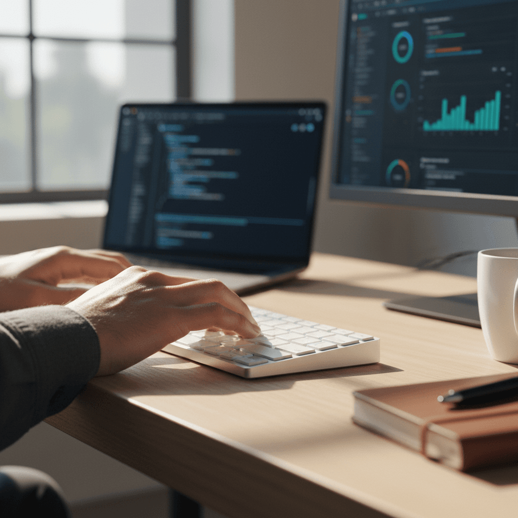 Software developer working on secure data platform